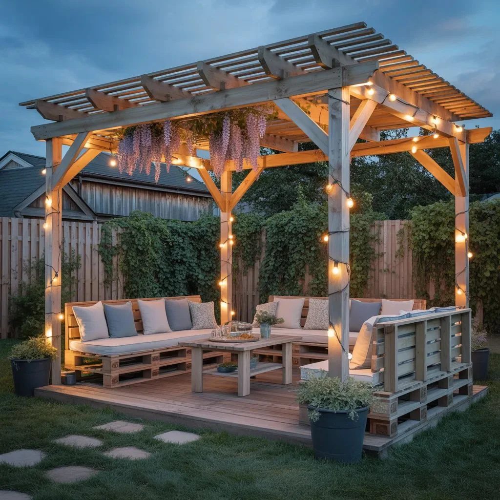Pallet Pergola with Built-In Seating — The Most Impressive Build on This List