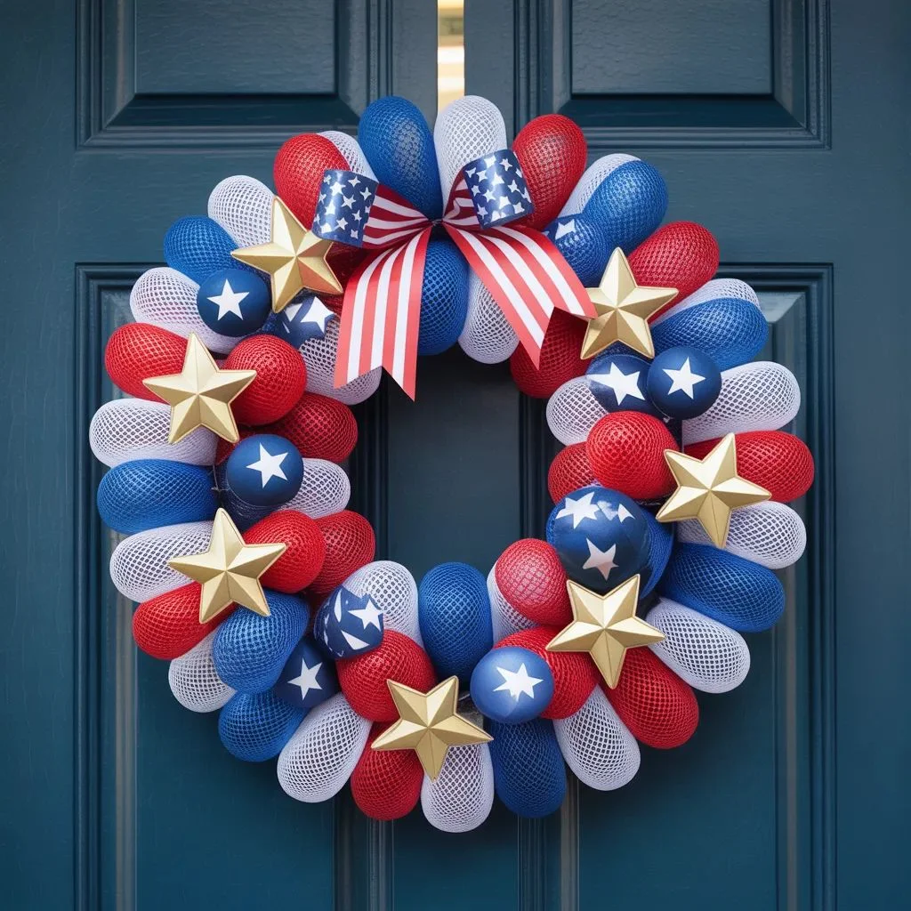 Patriotic Deco Mesh Wreaths for Fourth of July
