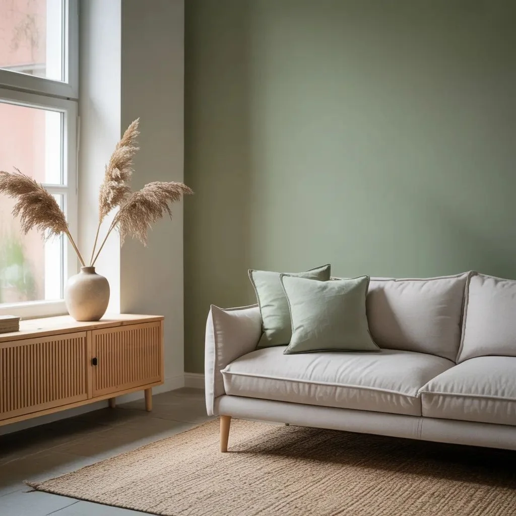 Scandinavian Sage Green Living Room