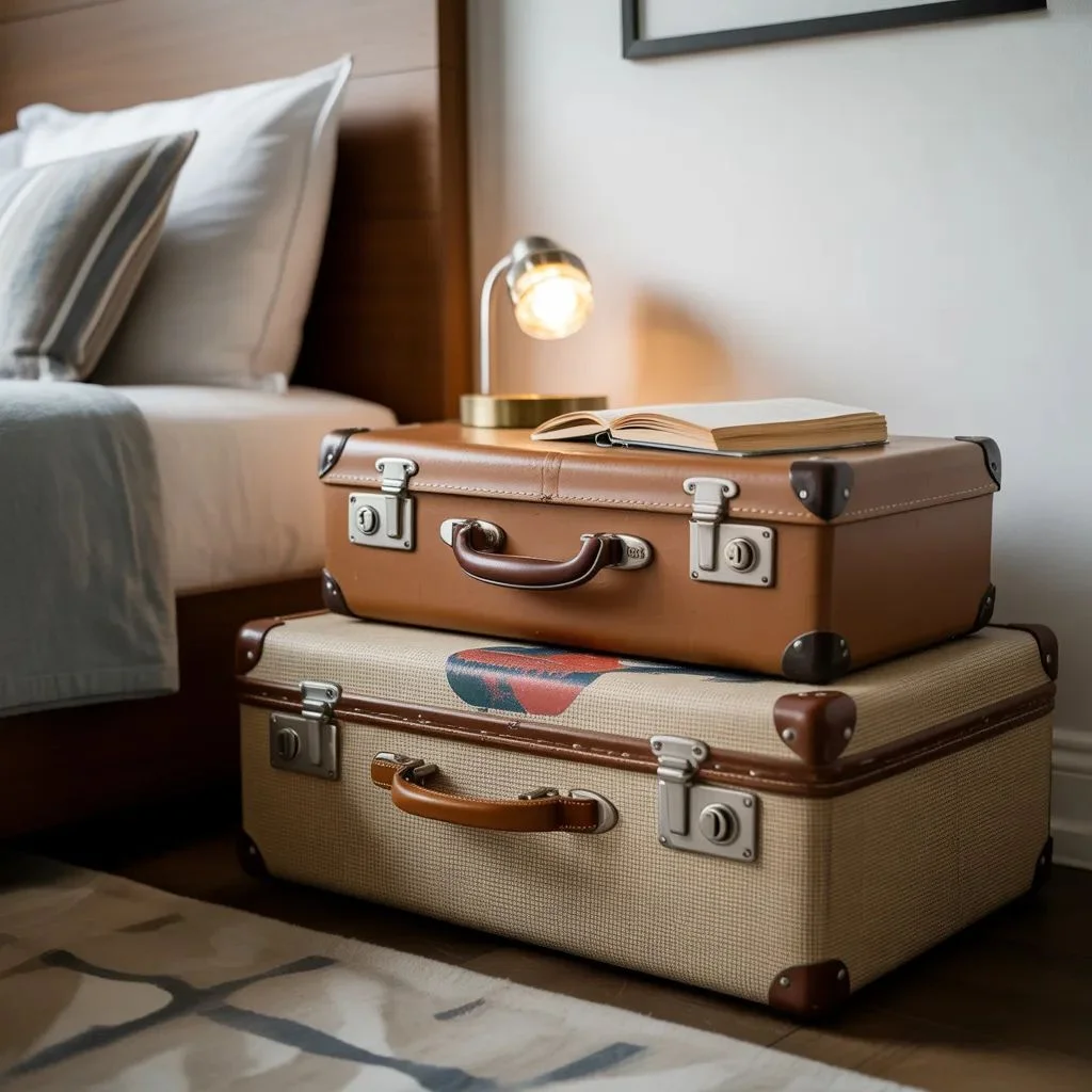 Suitcase Nightstand or Side Table