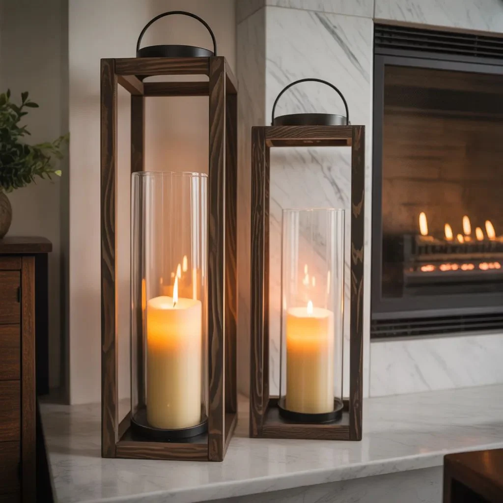 Tall Pillar Lantern with Stacked Base