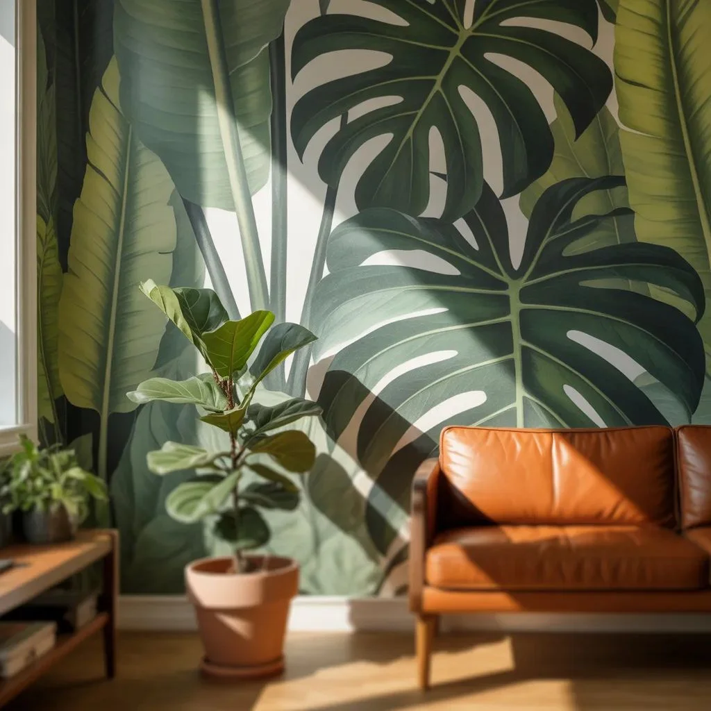 Tropical Leaf Botanical Print Mural