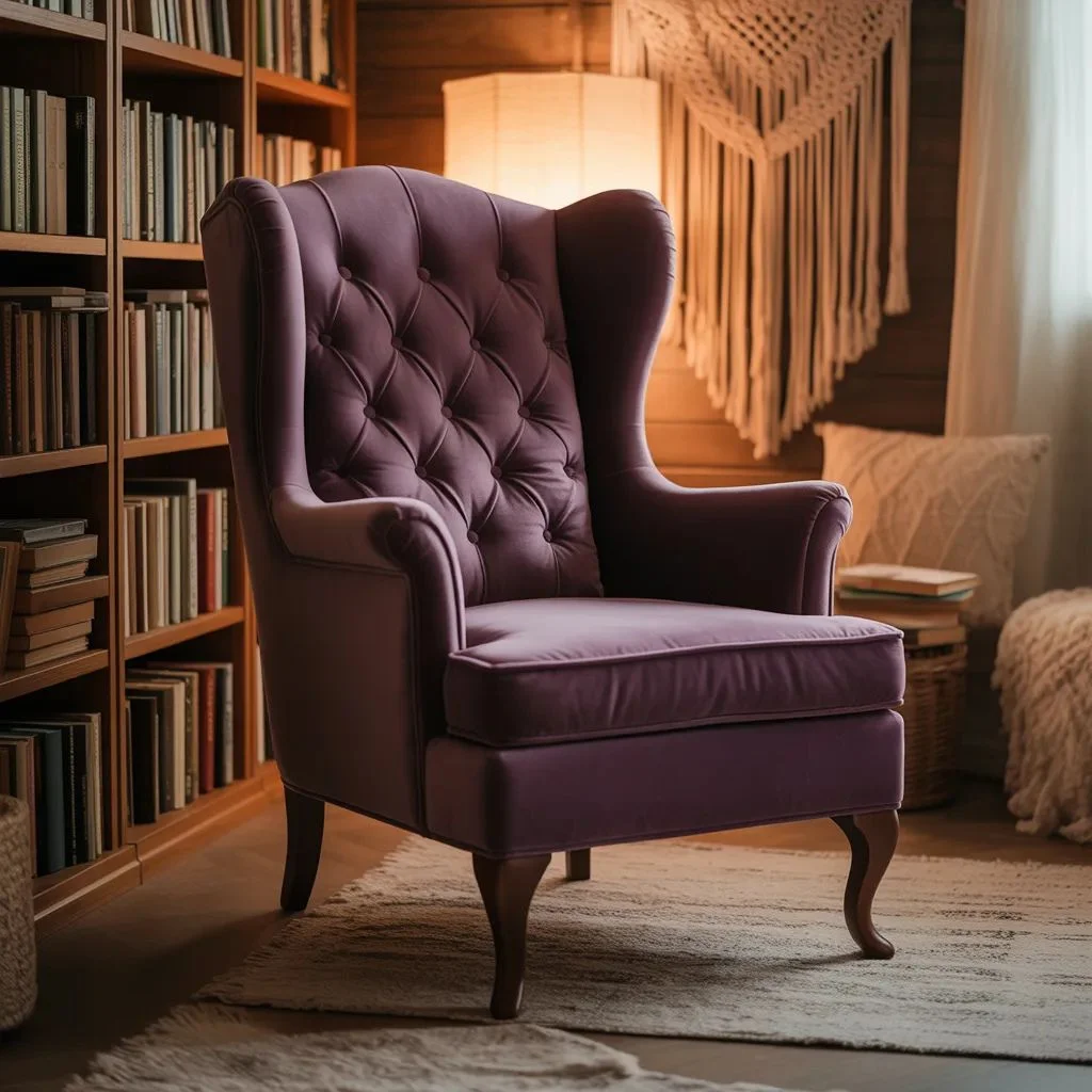 Velvet Tufted Wingback Chair
