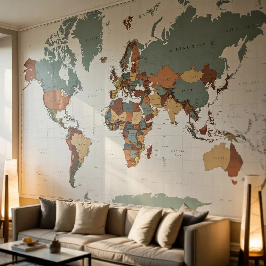 World Map Accent Wall