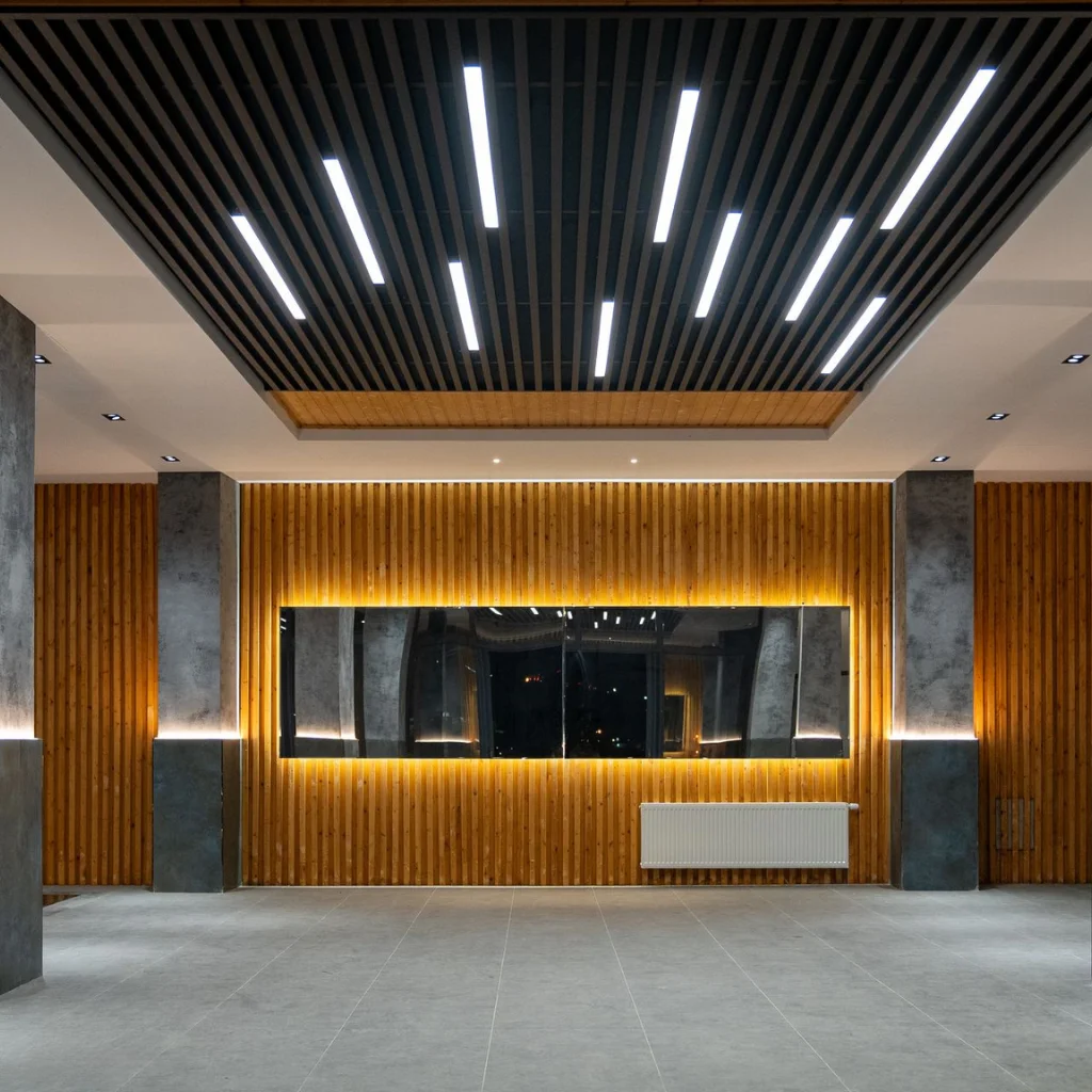 Layered Soffit Ceiling with LED Step Lighting