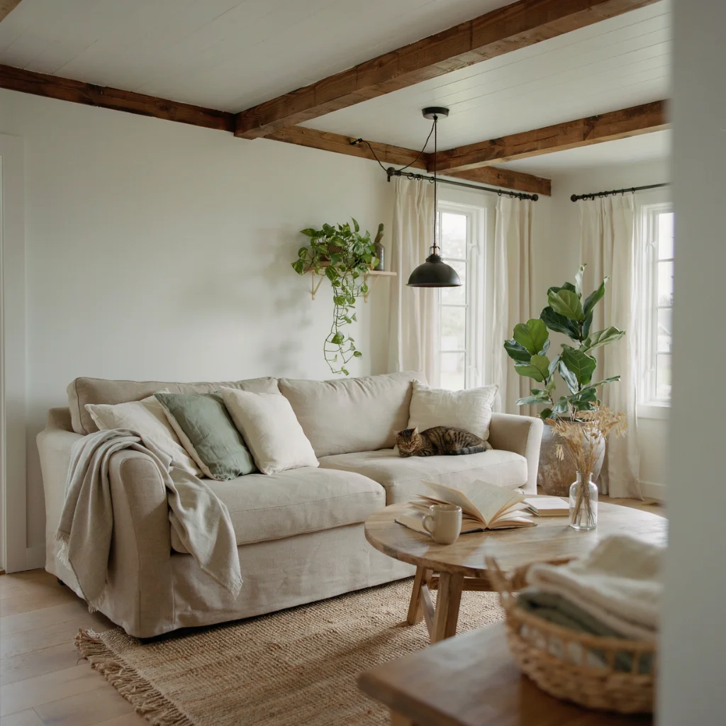 Living Room Shiplap Ceiling Statements