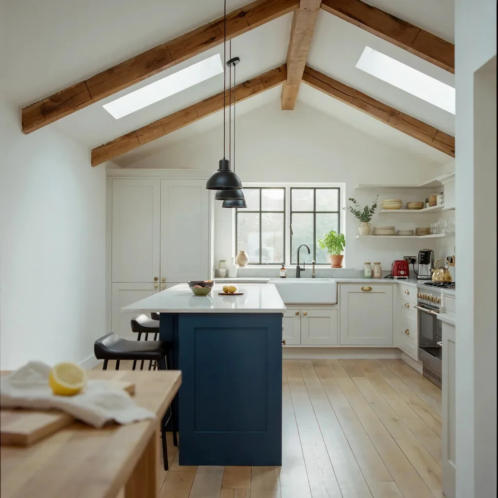 Modern Farmhouse Vaulted Ceilings in the Kitchen