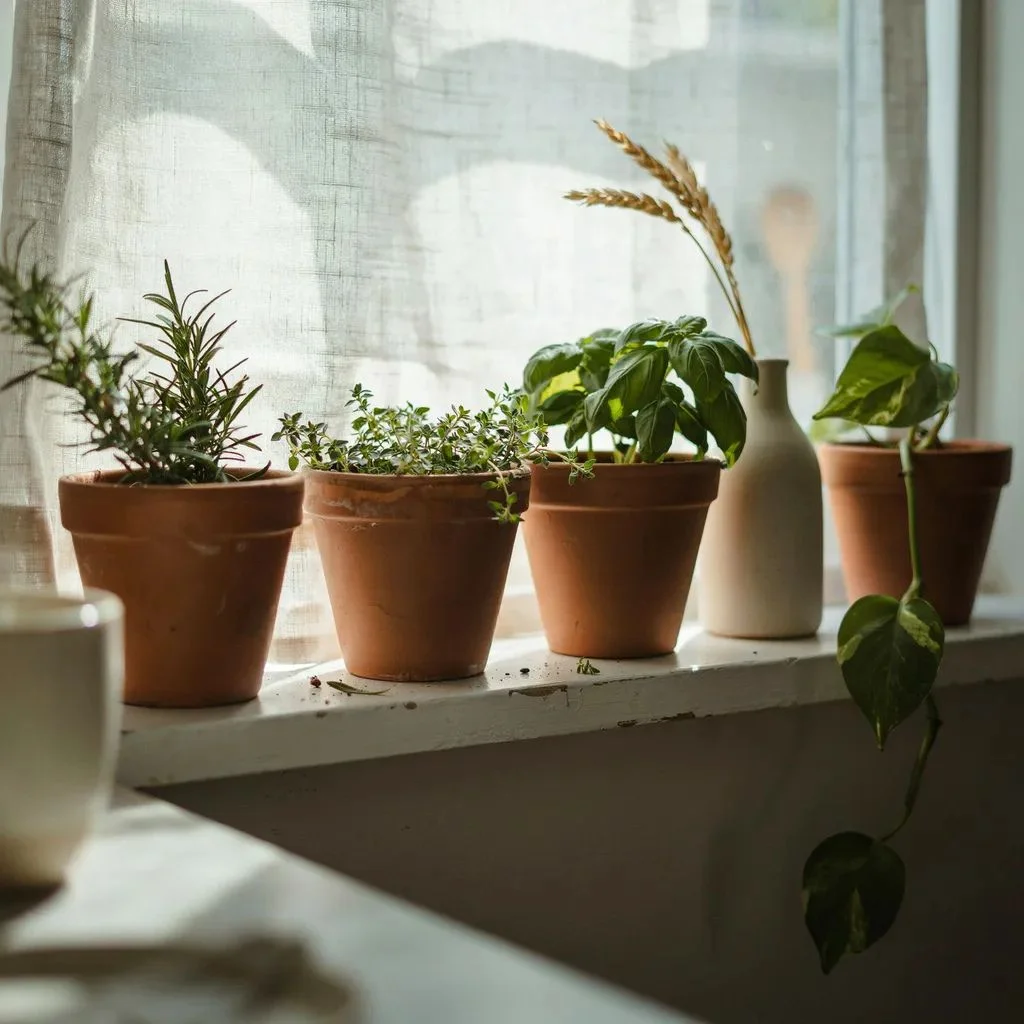 Plants and Living Elements in a Zen Kitchen