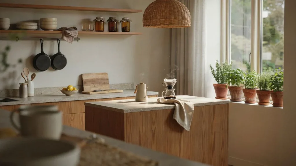 Warm Zen Kitchen Decor Ideas Balancing Natural Materials and Open Space
