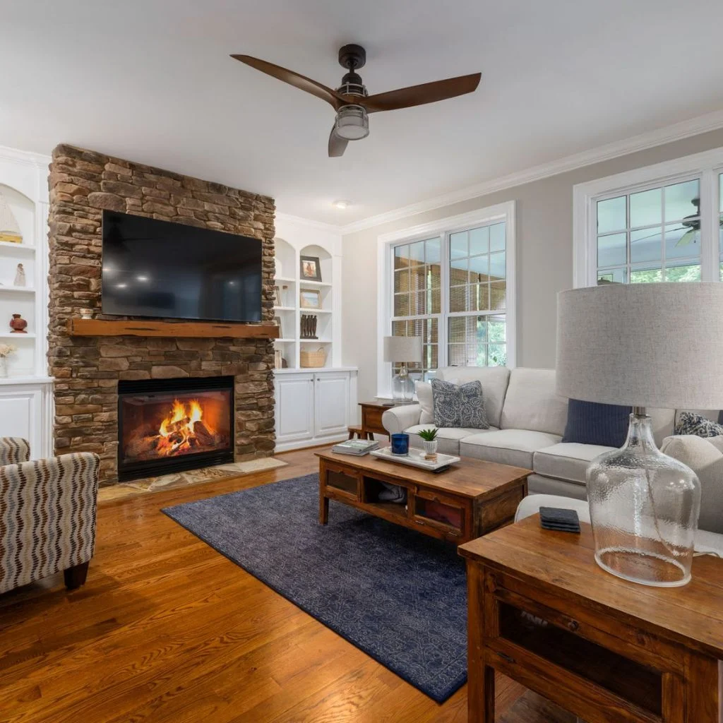 Balance the height with furniture and layout choices in front of it