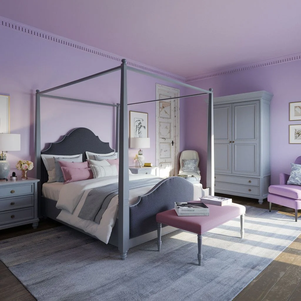 Lavender and Charcoal Grey for Contrast