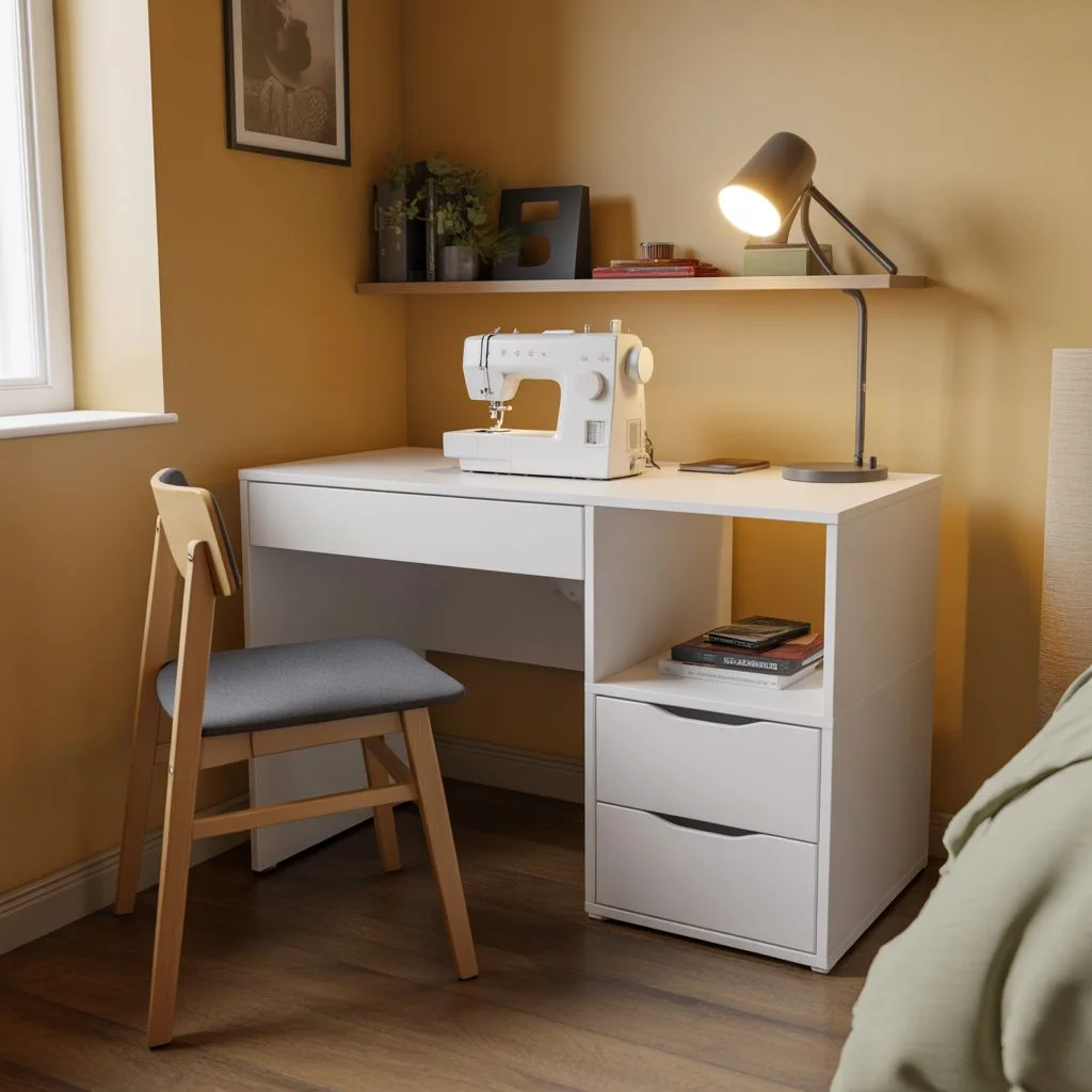 A Micke Desk Suits Sewers Working in Tiny Rooms