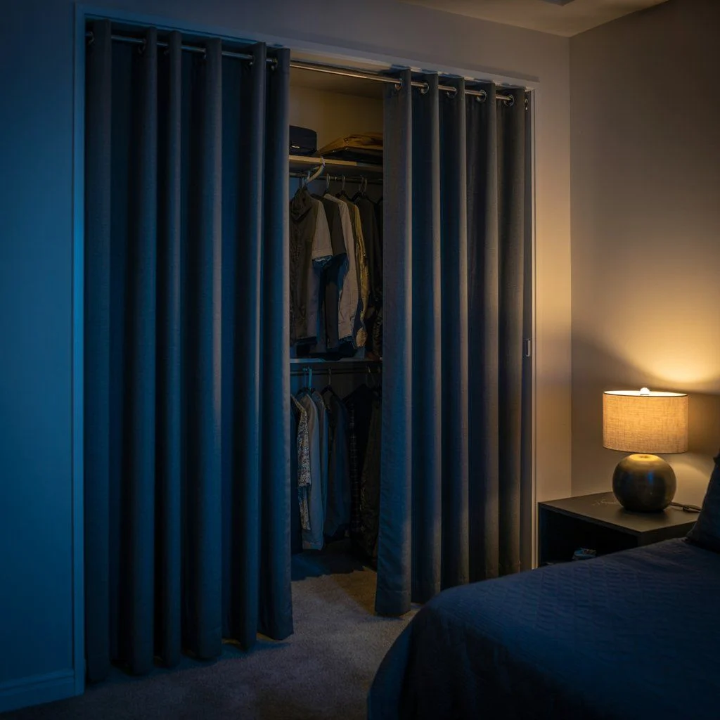 Blackout Fabric Hides Clutter and Blocks Dust
