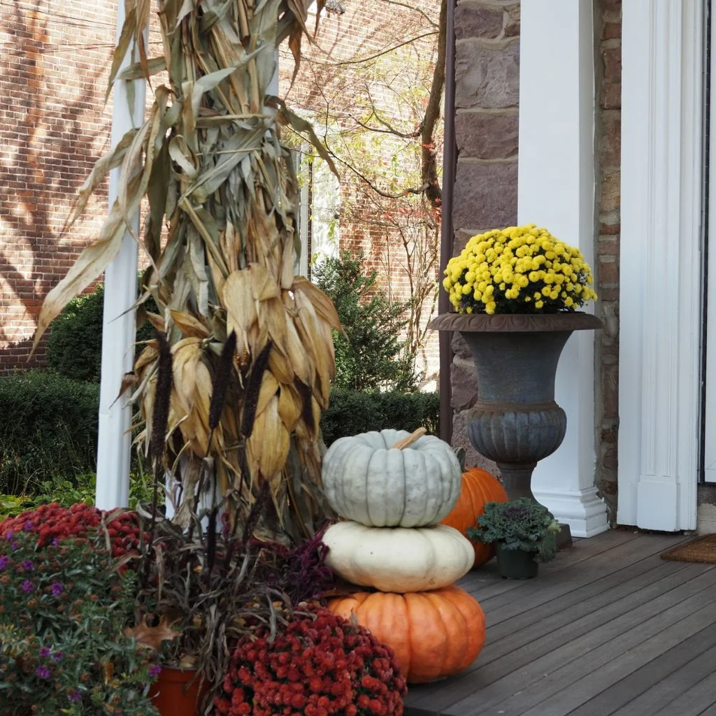 Concrete Planters and Ornamental Grasses Bring Movement to the Porch