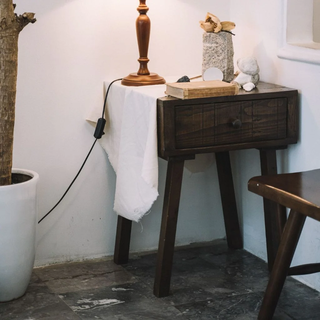 Mid Century Scrap Wood Furniture With Tapered Legs