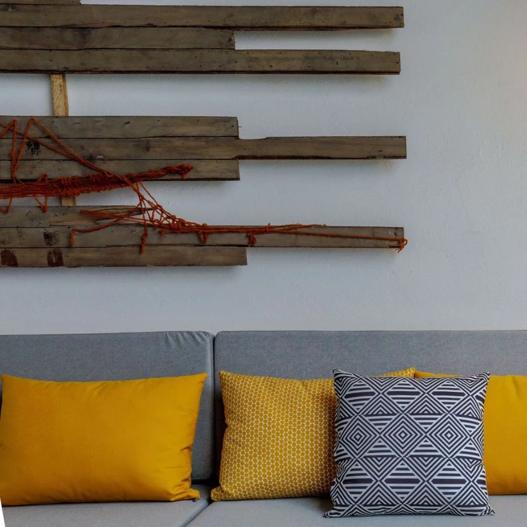 Modern Geometric Wall Pieces Cut From Mixed Scrap Wood