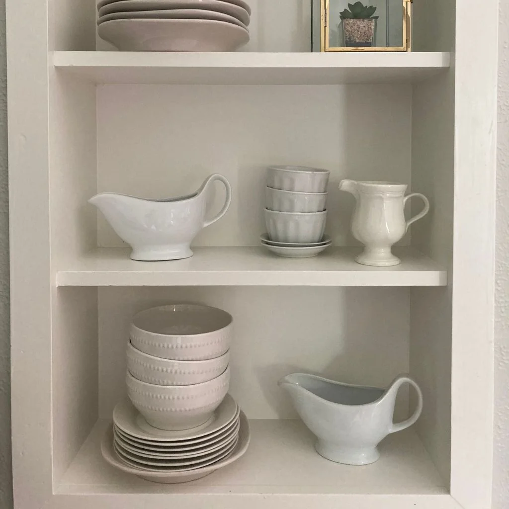 open shelf display dishes
