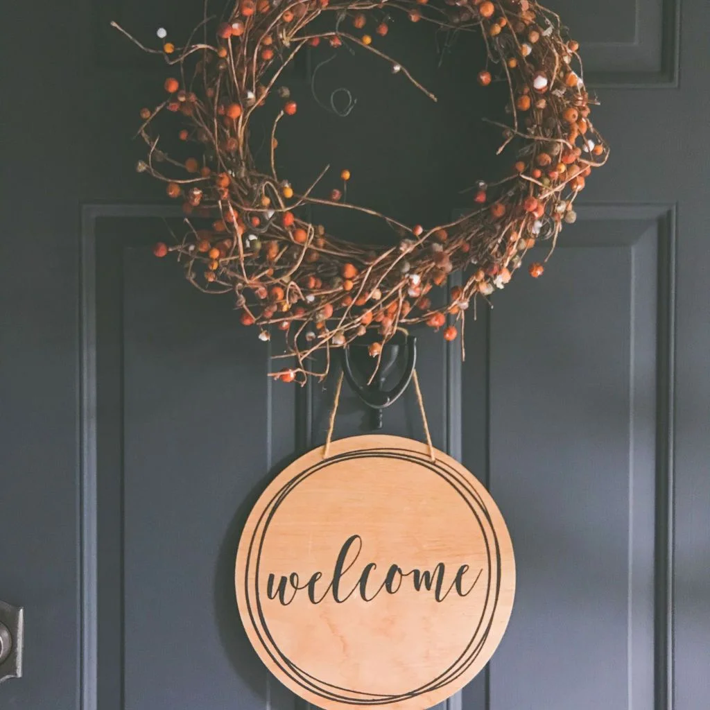 wooden sign autumn mantel decor