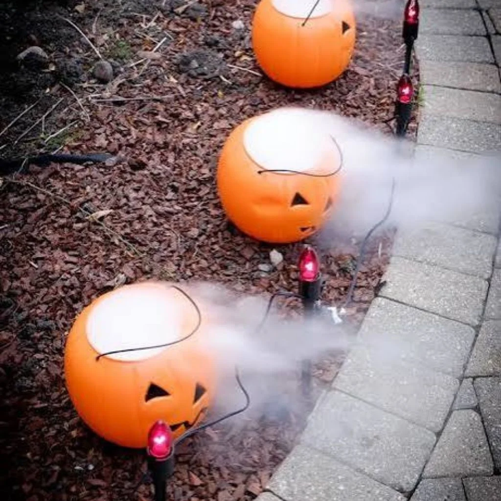 Dry Ice Buckets Hidden Behind Tombstones and Props