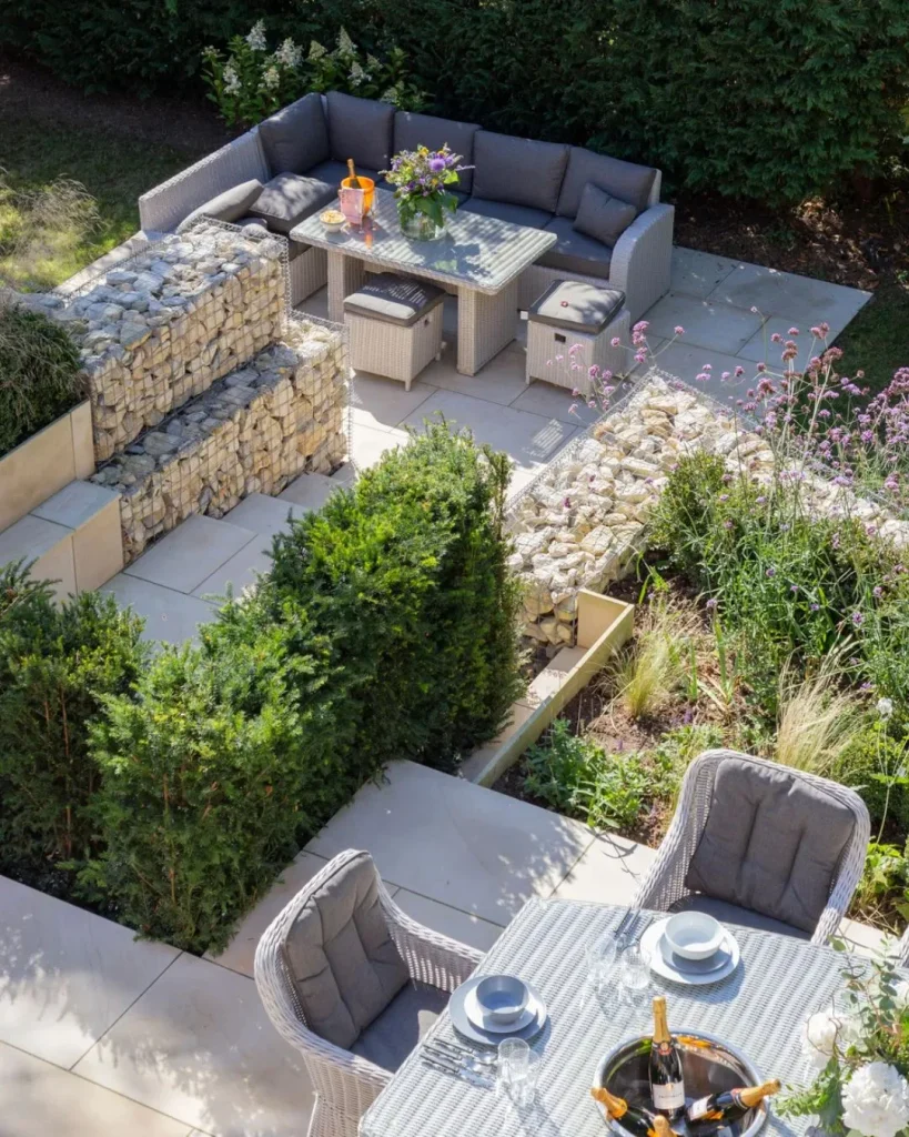 Gravel and Gabion Combinations for Sloped Side Yards