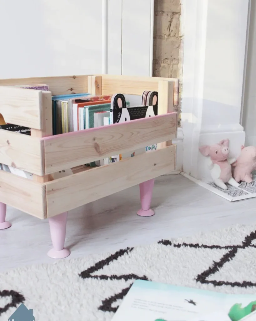 Knagglig Crates Stacked Into a Kids Room Bookshelf