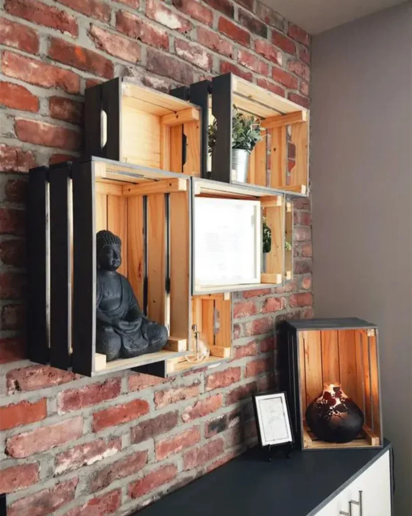 Living Room Corners Get a Rustic Upgrade With Stacked Crates