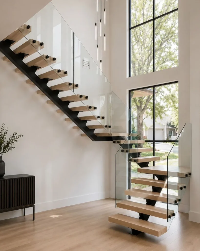 Scandinavian Interiors Stay Airy with Simple Glass Rails