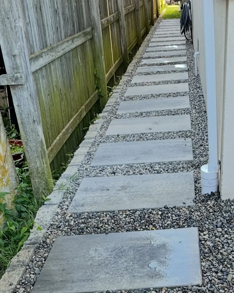 Stepping Stones Through Gravel for Easy Side Access