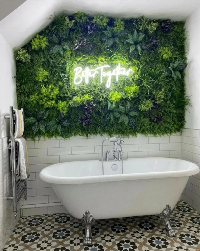 bathroom wall greenery panel
