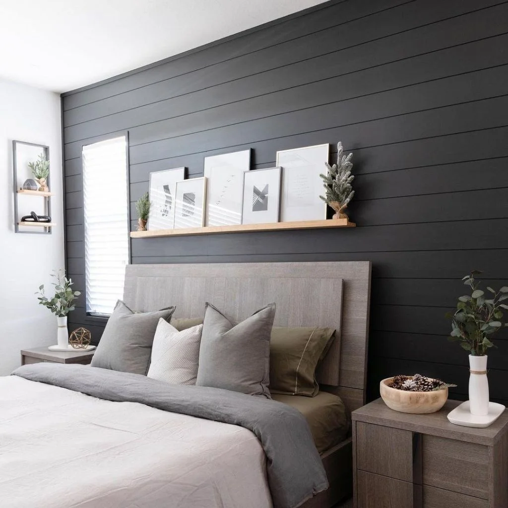 black bedroom wall interior