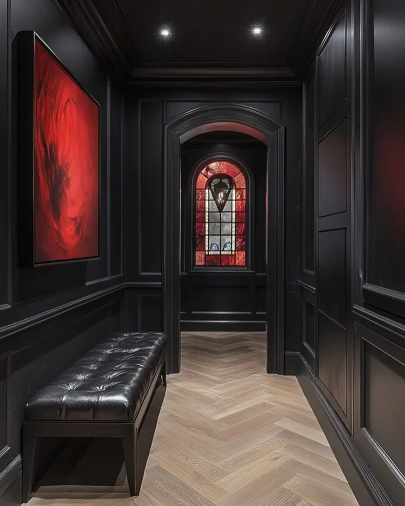 black hallway interior