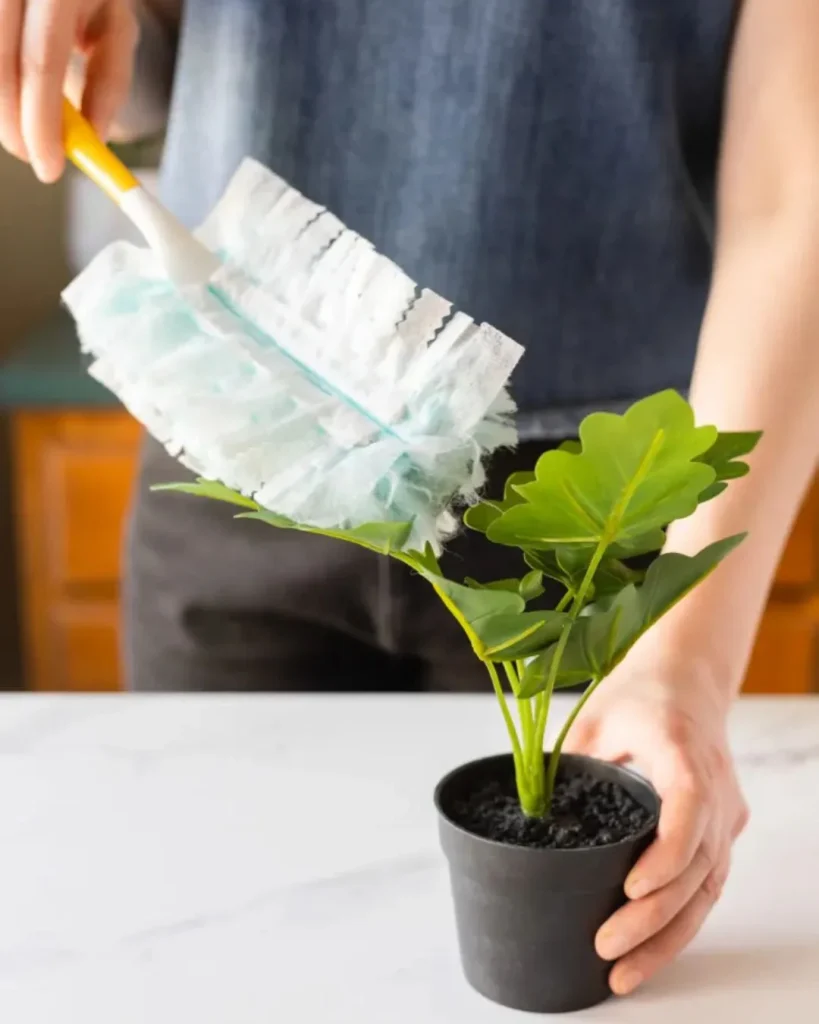 cleaning artificial plant leaves cloth