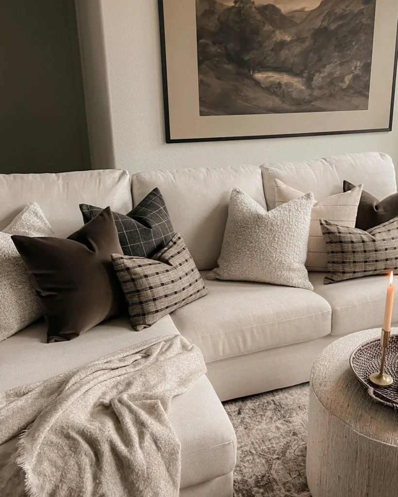 cosy living room throws cushions