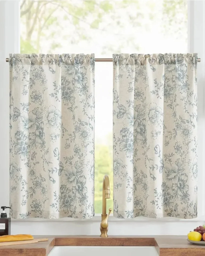 floral cafe curtains cottage kitchen window