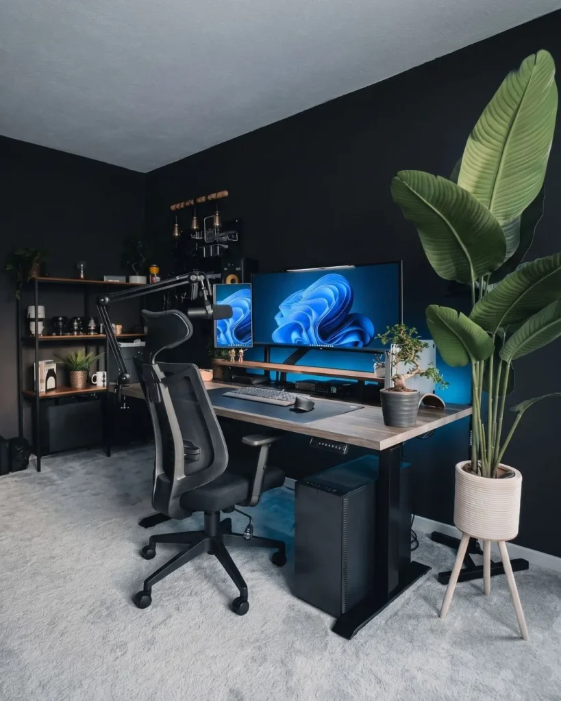 home office black wall