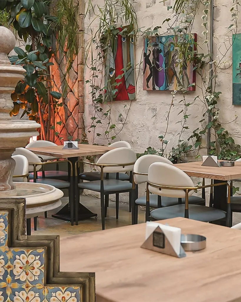 ivy covered dining room wall