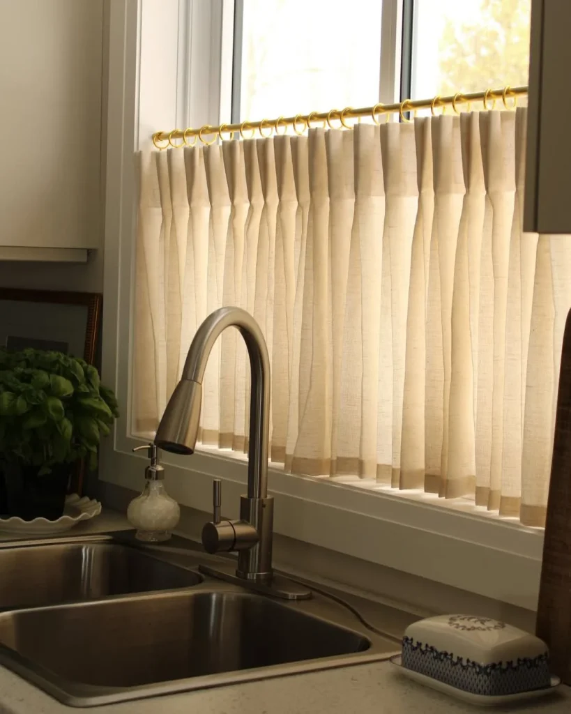 minimal neutral cafe curtains modern kitchen