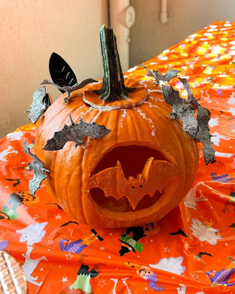 bat carved pumpkin