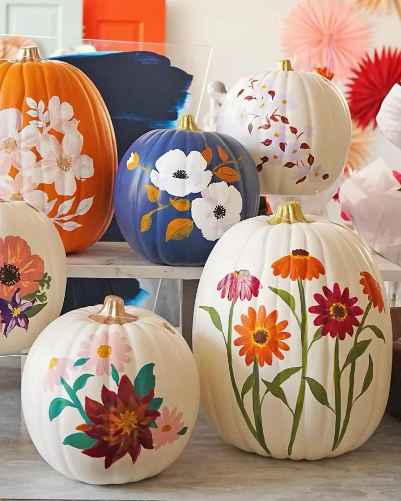 floral painted pumpkin