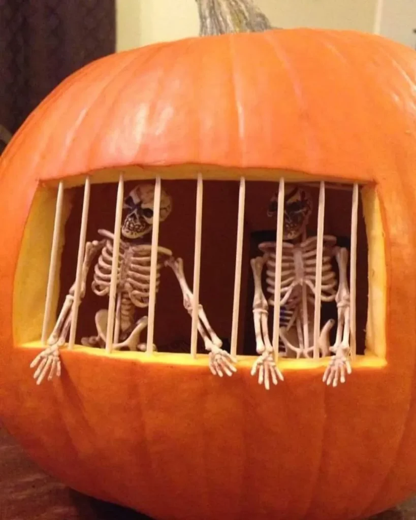 haunted house carved pumpkin
