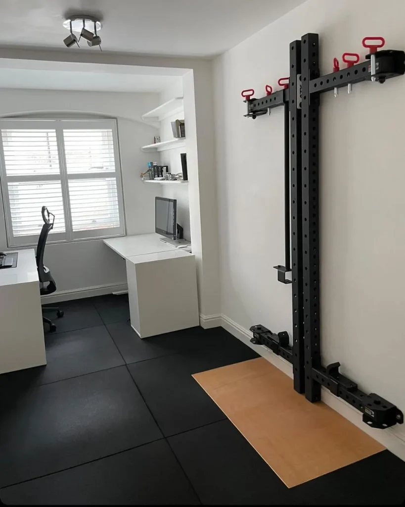 home office with gym combo layout