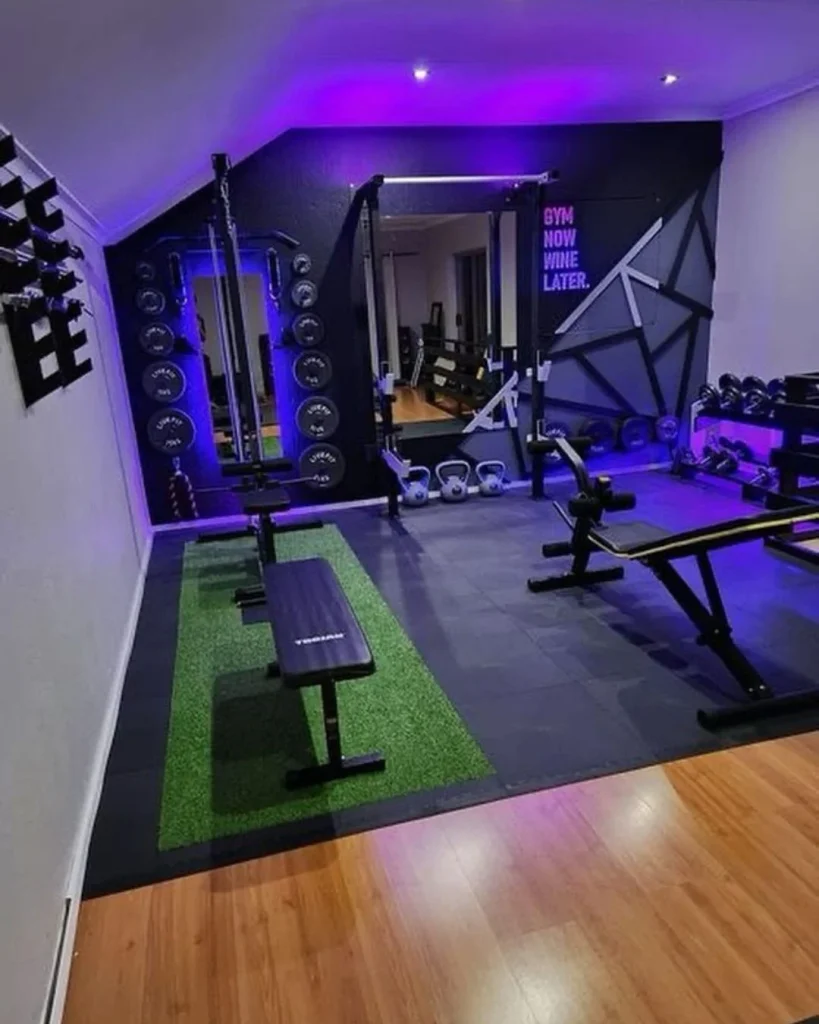 low ceiling basement gym