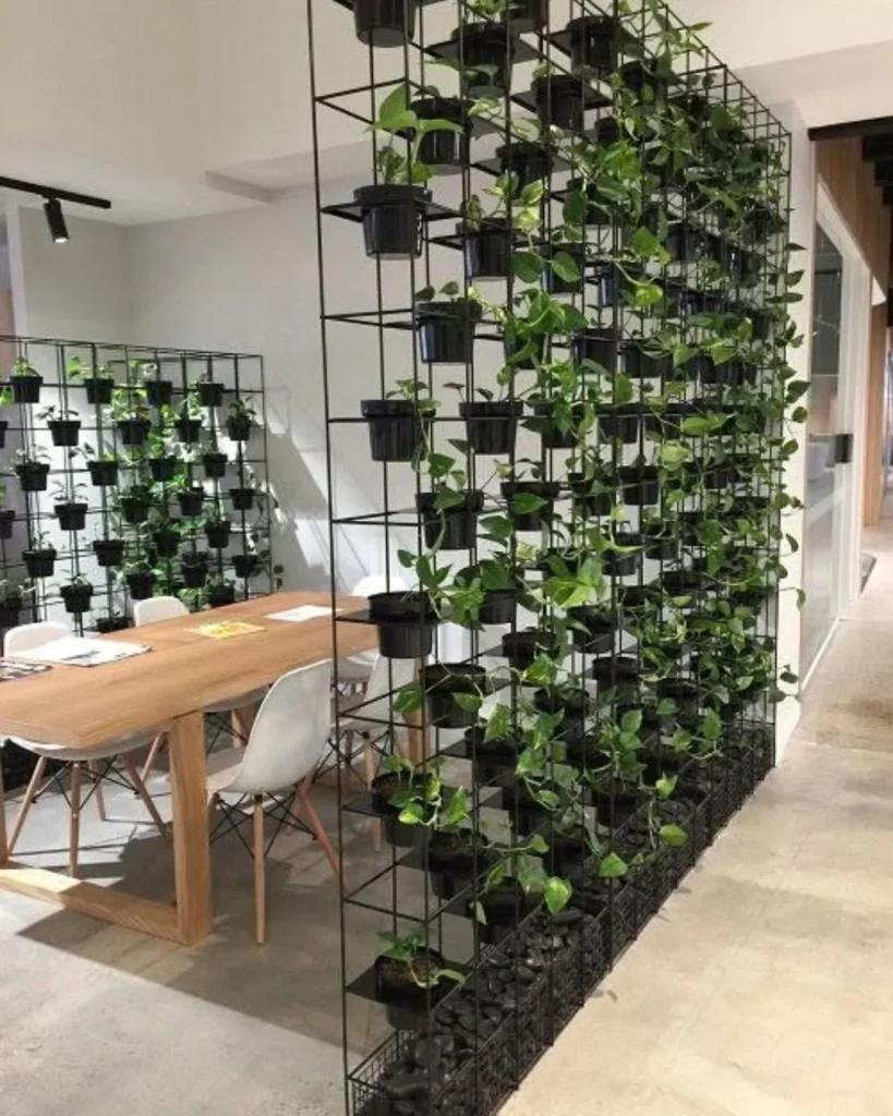 metal grid panel plants loft