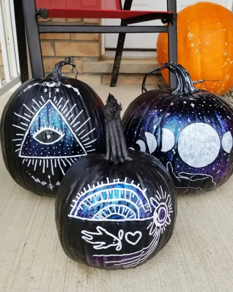 moon phases painted pumpkin