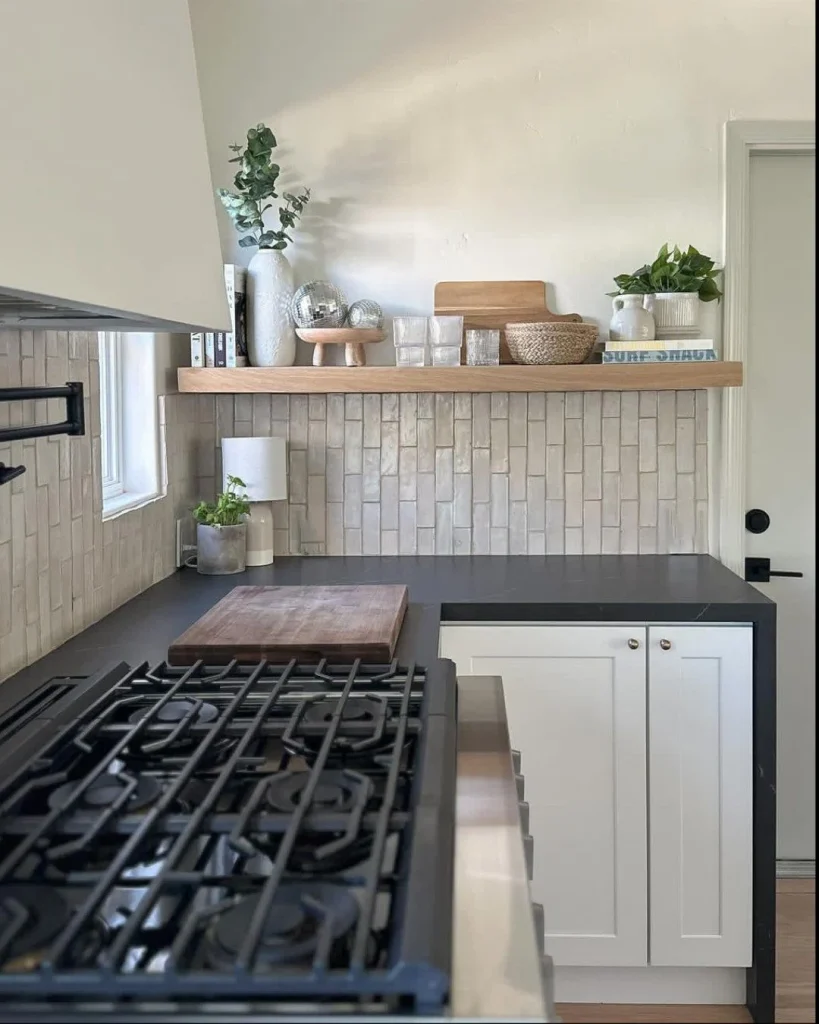 oak shelf modern kitchen