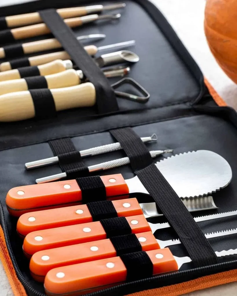pumpkin carving tools table