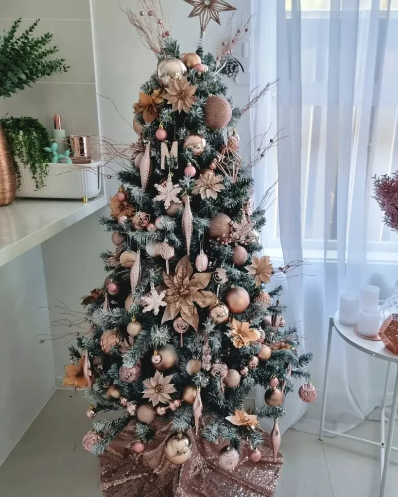 rose gold christmas tree decor