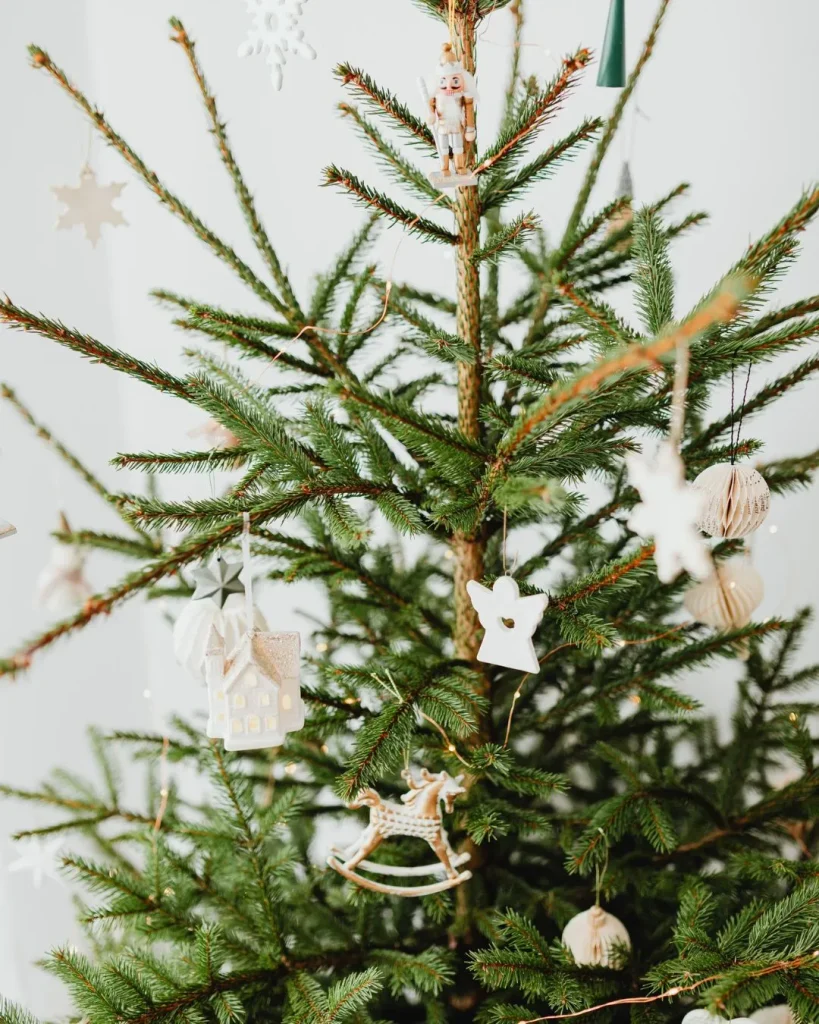 scandinavian christmas tree wooden ornaments