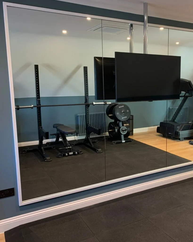 wood frame mirror gym